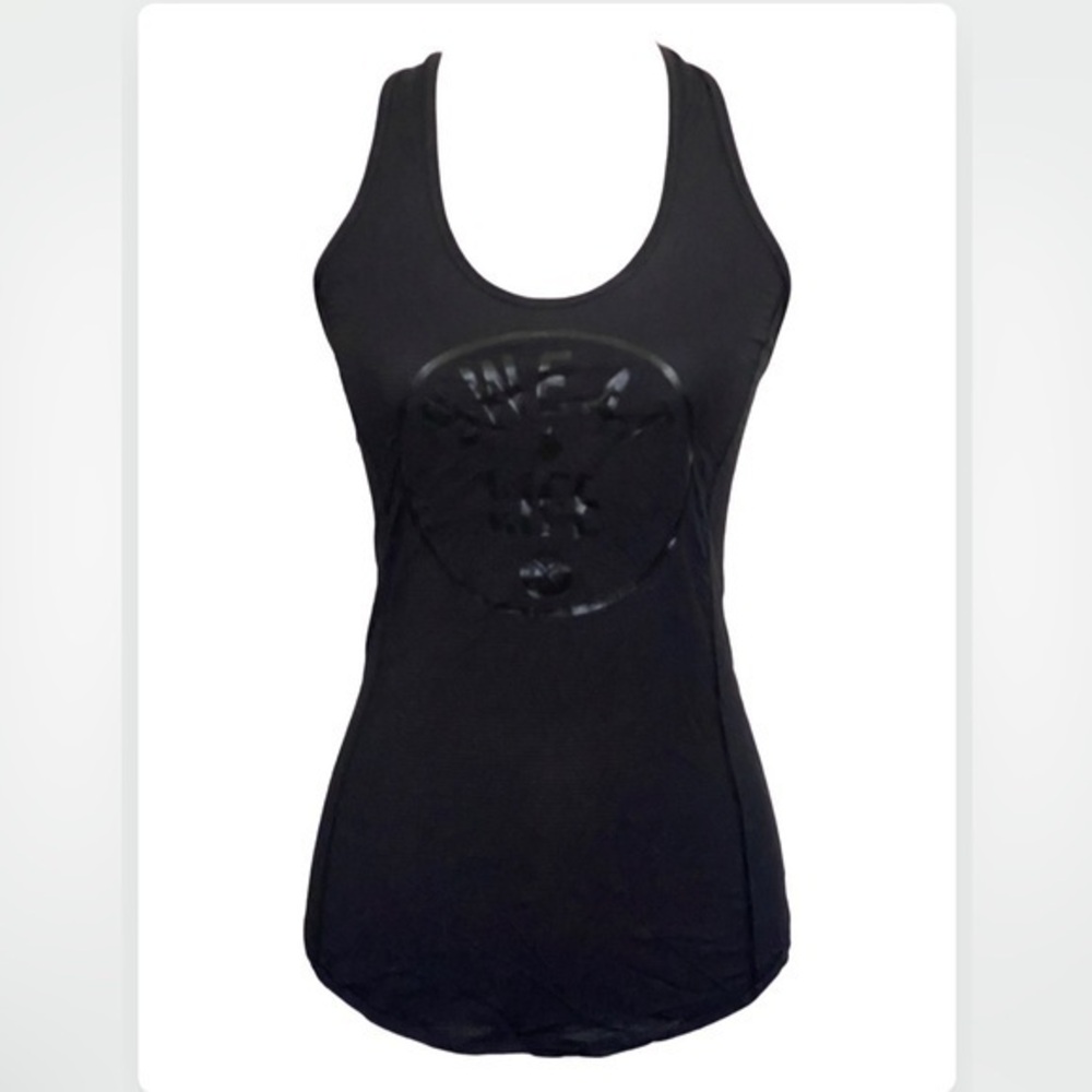 Lululemon Runner Up SWEAT LIFE Black Racerback Ruched Tank Top 2 Old School Lulu